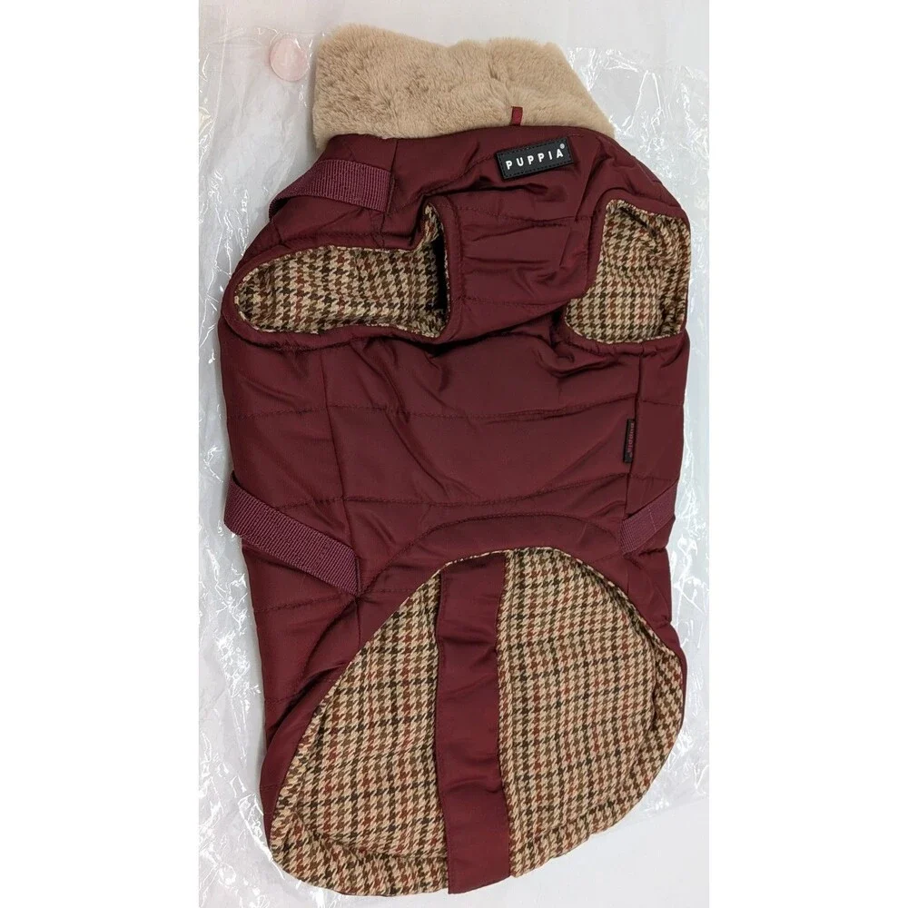 PUPPIA International Sports Dog Winter Vest Harness Coat XL Wine Red Quilted Fur